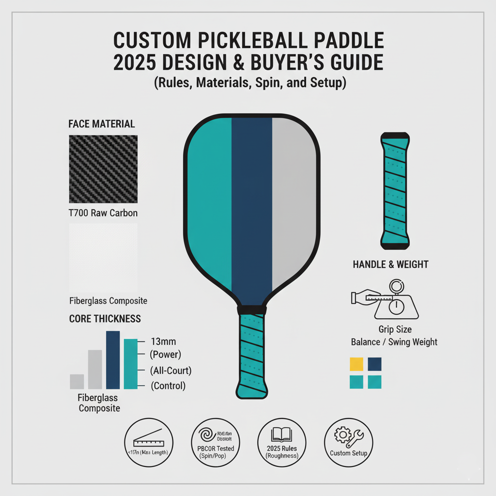Custom Pickleball Paddle 2025: Design & Buyer’s Guide (Rules, Materials, Spin, and Setup)