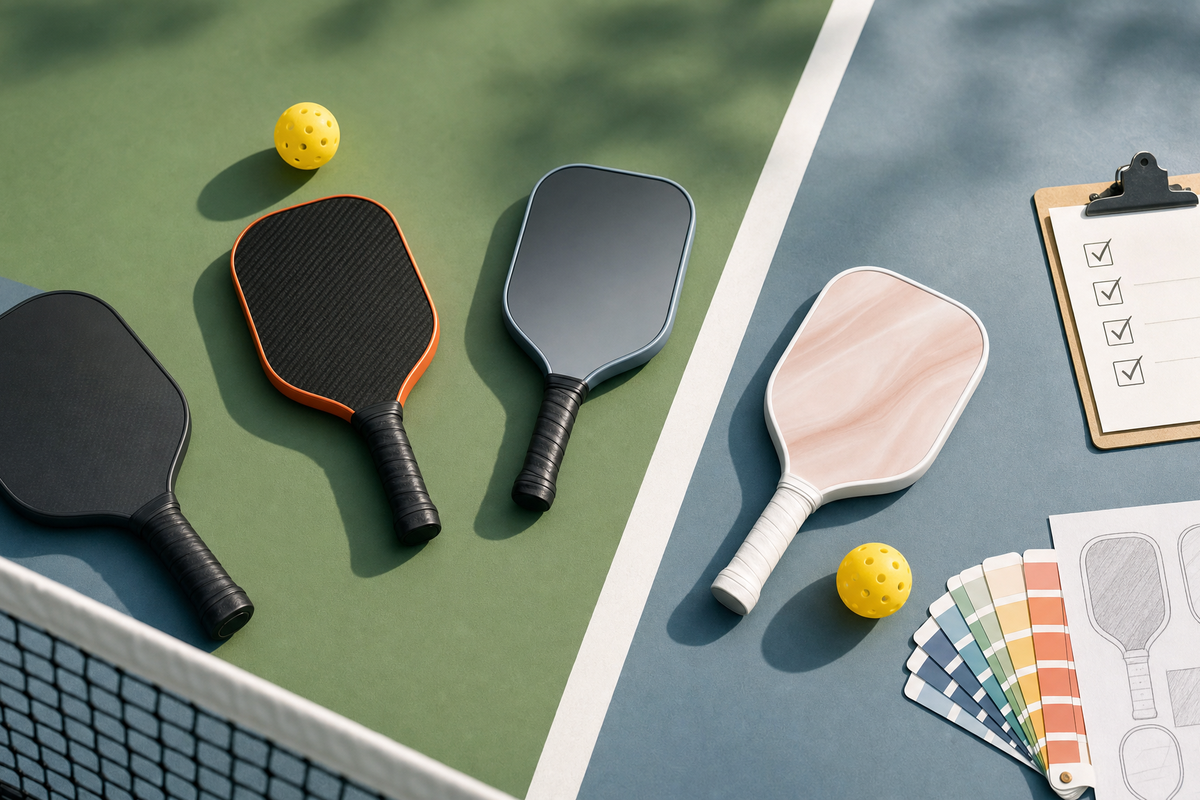 Pro pickleball paddles comparison showing control, power, feel, approval, and custom design priorities