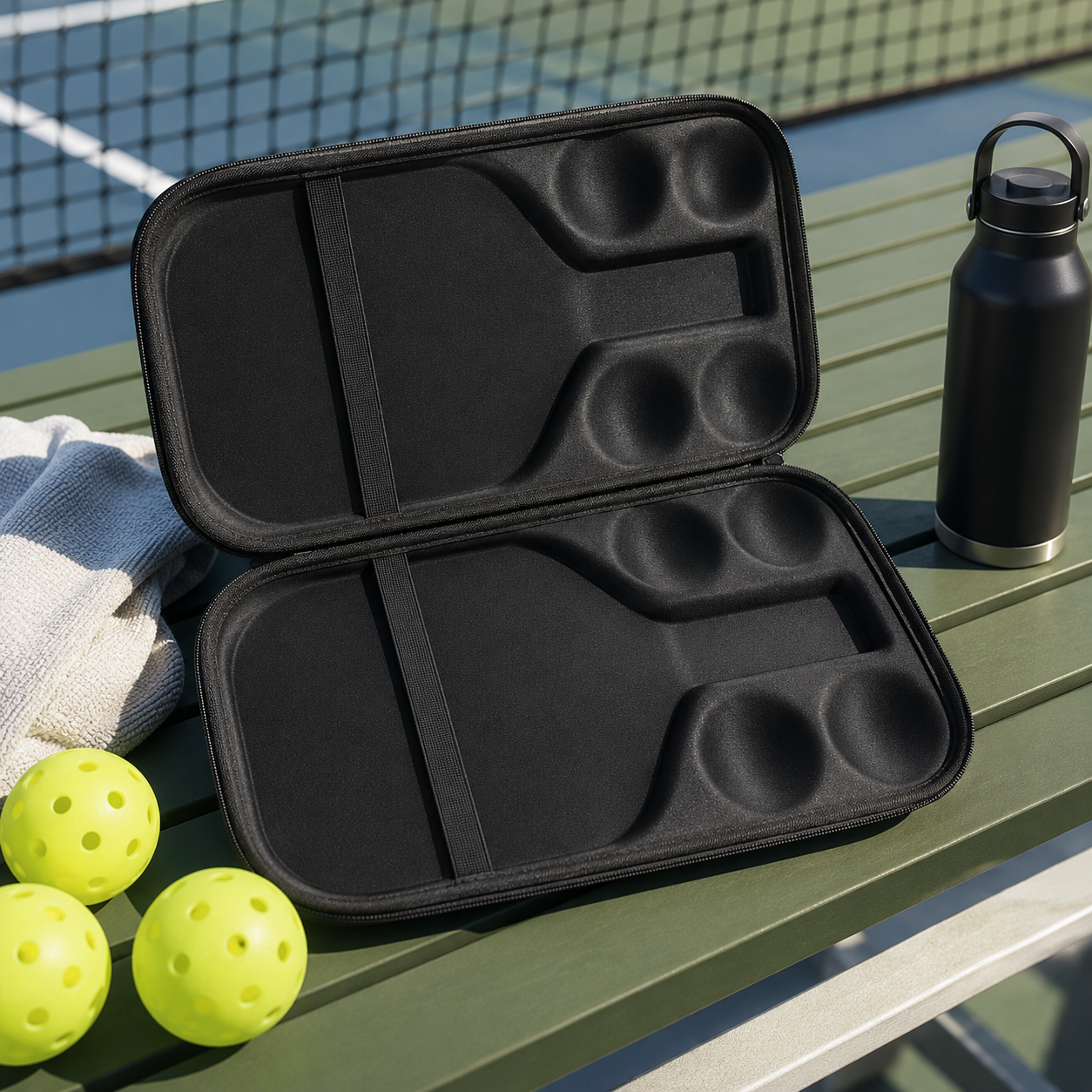 Waterproof Pickleball Paddle Bag, Hard Shell Case for 2 Paddles & 8 Balls, Pickleball Gear Organizer Gift