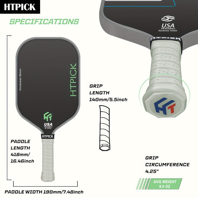 ThermoForce T700 Carbon Fiber 16mm Pickleball Paddle PP Honeycomb Core | Verdant
