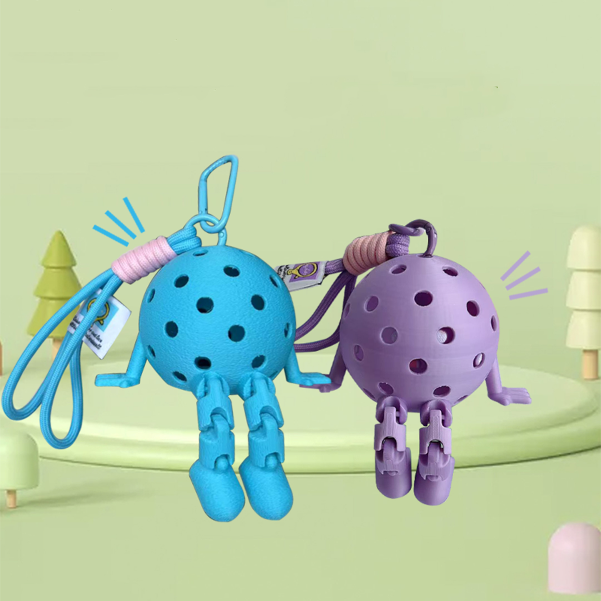 Kawaii Pickleball Keychains