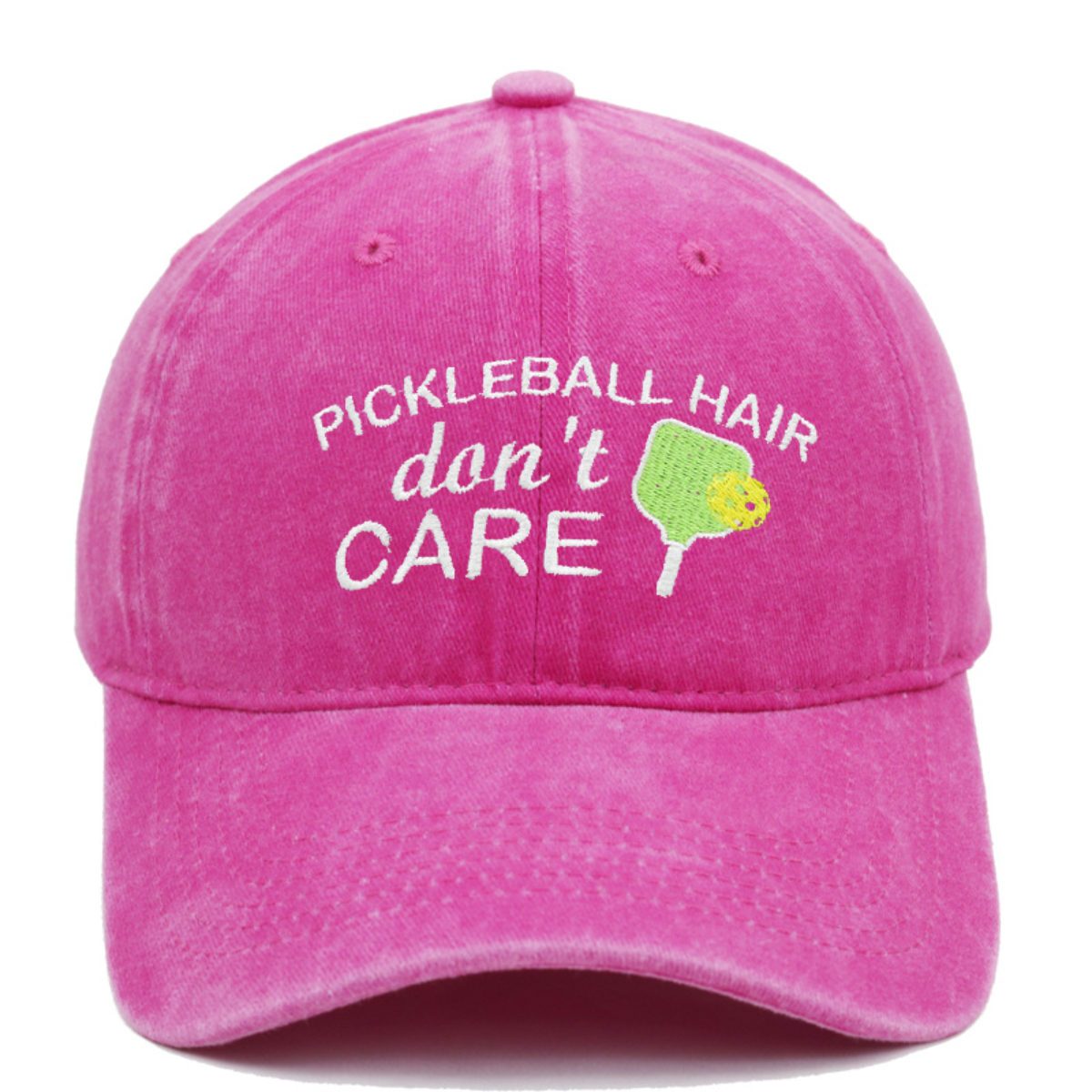 Pickleball Hair Don’t Care Dad Hat – Embroidered Pickleball Cap