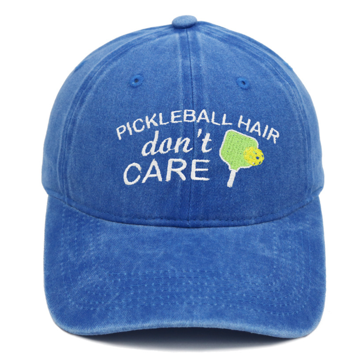 Pickleball Hair Don’t Care Dad Hat – Embroidered Pickleball Cap
