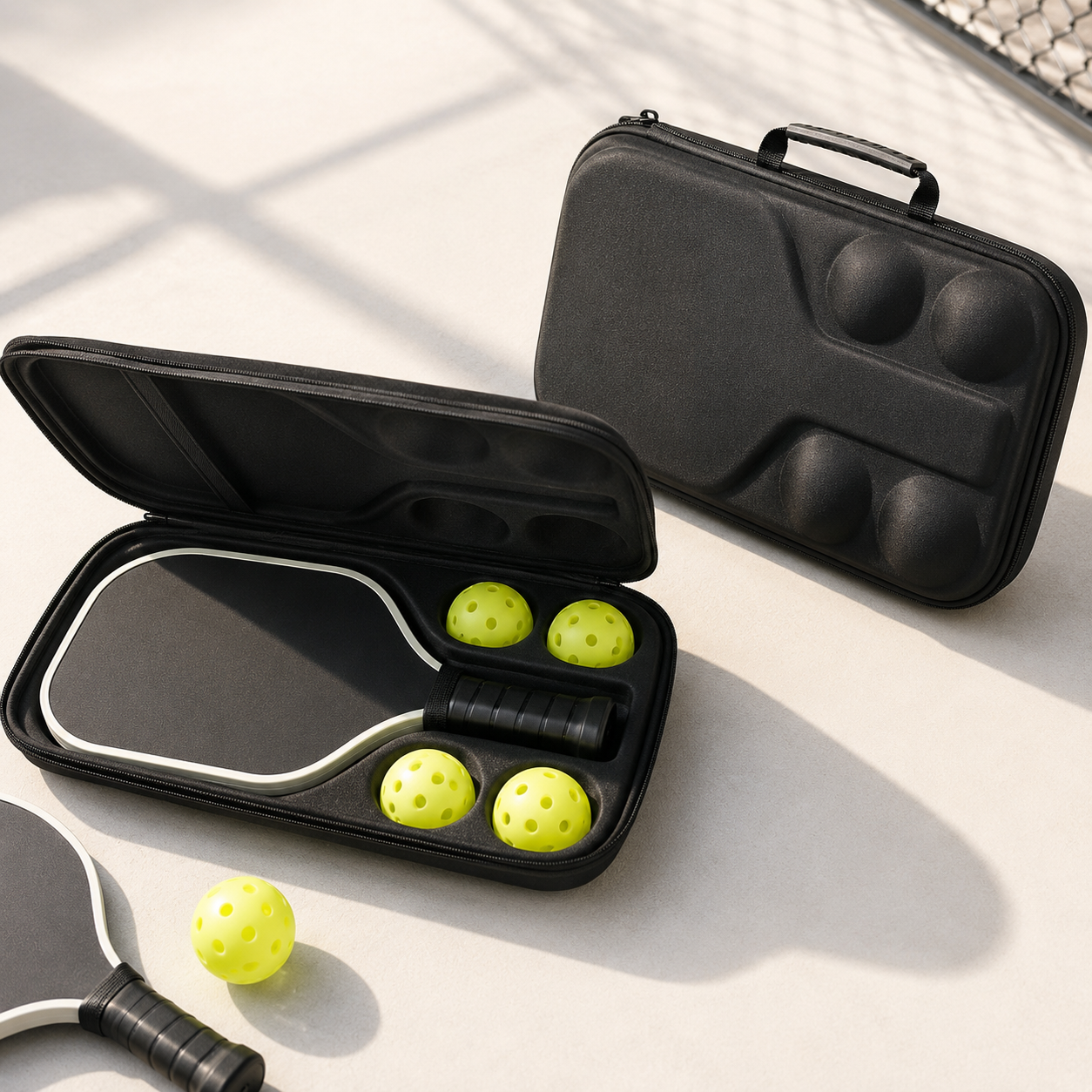 Waterproof Pickleball Paddle Bag, Hard Shell Case for 2 Paddles & 8 Balls, Pickleball Gear Organizer Gift