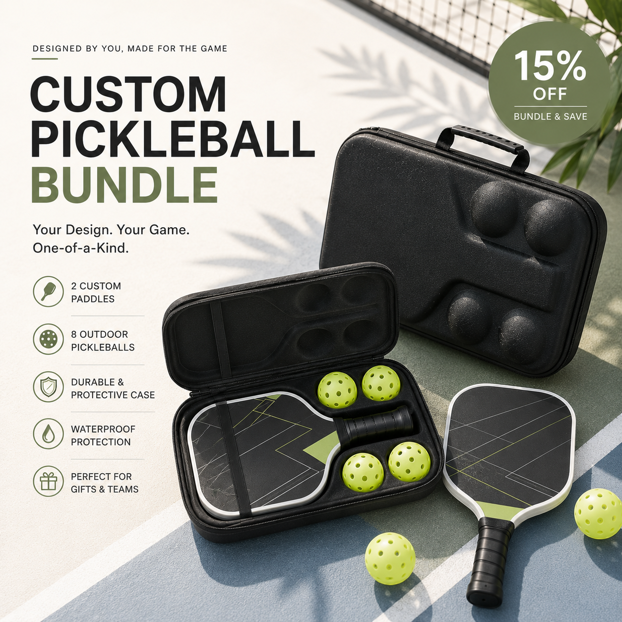 Custom Pickleball Paddle Gift Set with Waterproof Bag, Personalized Pickleball Paddle Bundle, Pickleball Gift for Players